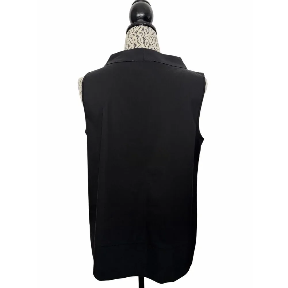 Até Italy Black Cotton Blend Sleeveless Structured Shell Top Size 44 US 8/10 - Picture 9 of 12